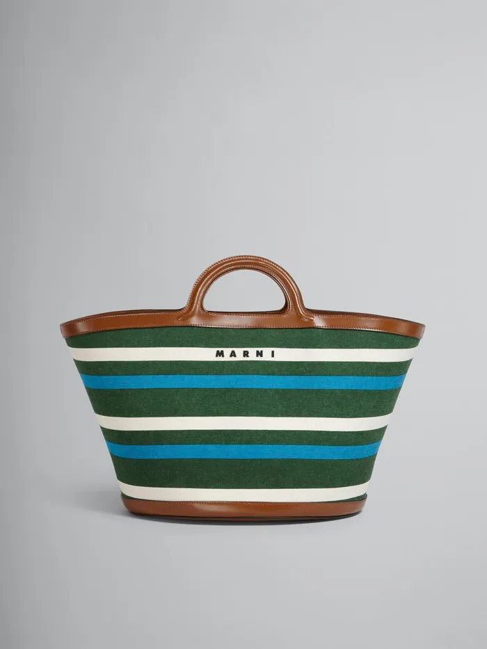Marni Tropicalia Large Bag Leather And Striped Canvas Garden Green Womens Handbags Marni Tropicalia Large Bag Leather And Striped Canvas Garden Green Womens Handbags