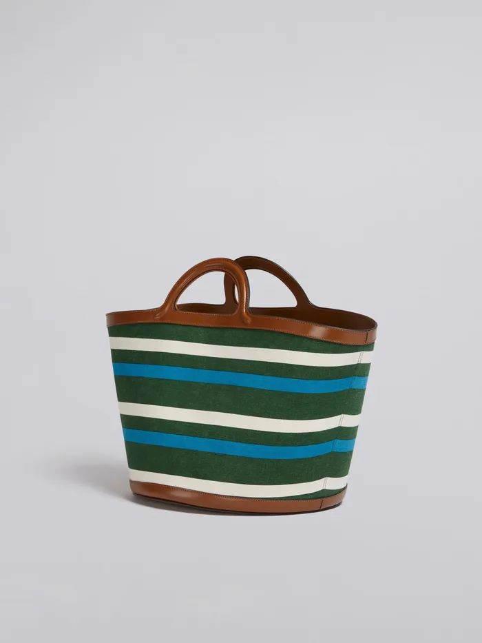 Marni Tropicalia Large Bag Leather And Striped Canvas Garden Green Womens Handbags Marni Tropicalia Large Bag Leather And Striped Canvas Garden Green Womens Handbags