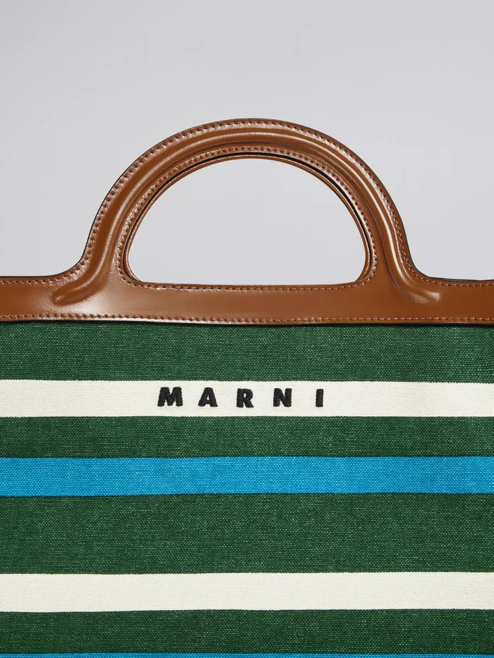 Marni Tropicalia Large Bag Leather And Striped Canvas Garden Green Womens Handbags Marni Tropicalia Large Bag Leather And Striped Canvas Garden Green Womens Handbags