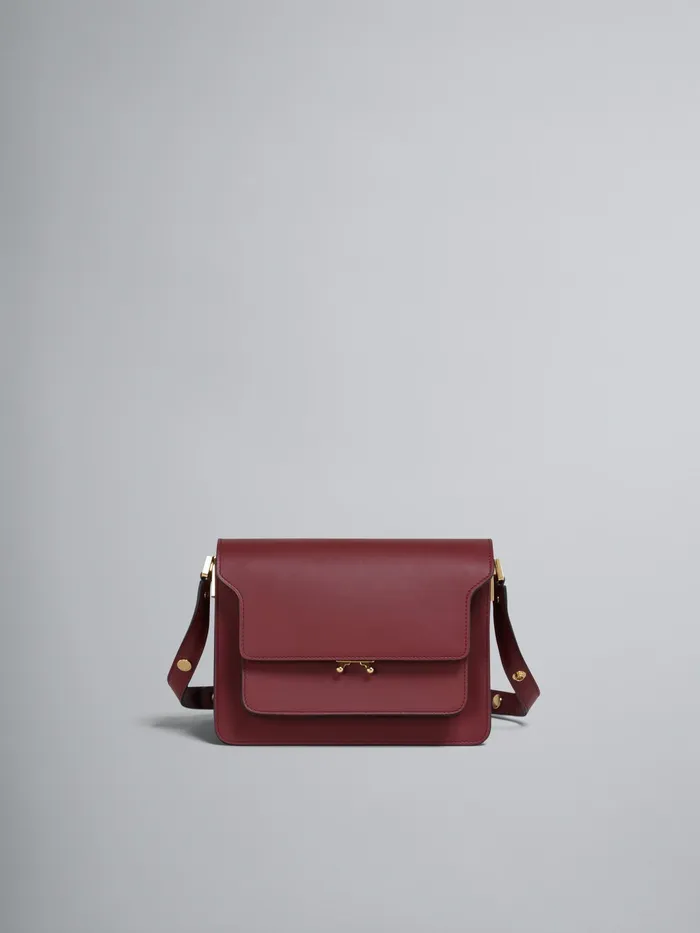 Marni Trunk Medium Bag In Red Leather Black Cherry Womens Crossbody Bags