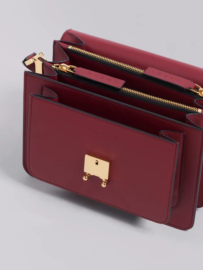 Marni Trunk Medium Bag In Red Leather Black Cherry Womens Crossbody Bags Marni Trunk Medium Bag In Red Leather Black Cherry Womens Crossbody Bags