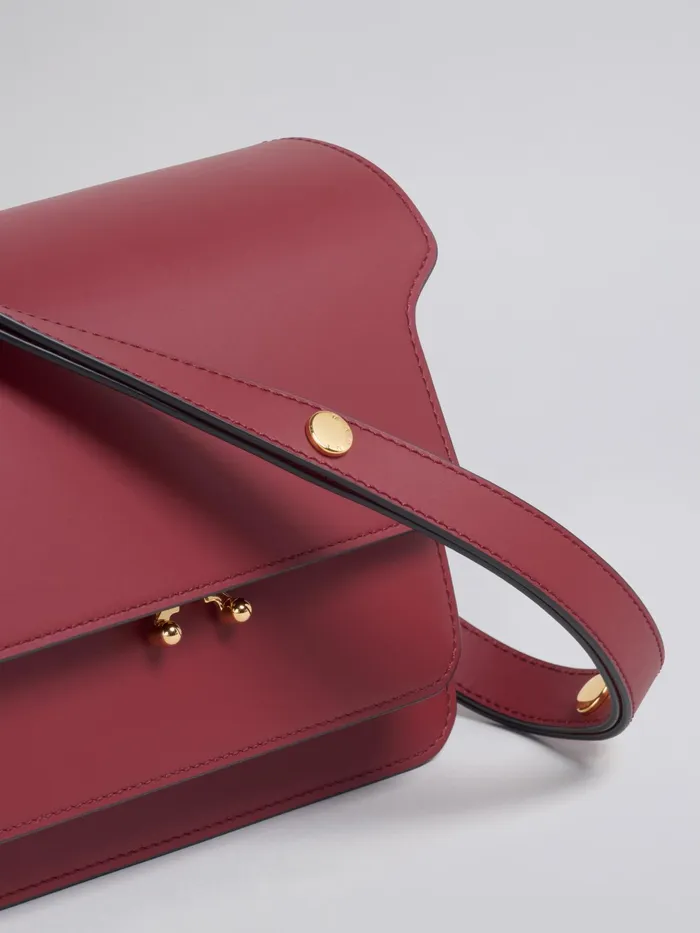 Marni Trunk Medium Bag In Red Leather Black Cherry Womens Crossbody Bags Marni Trunk Medium Bag In Red Leather Black Cherry Womens Crossbody Bags
