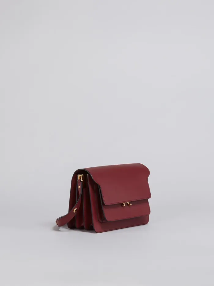 Marni Trunk Medium Bag In Red Leather Black Cherry Womens Crossbody Bags Marni Trunk Medium Bag In Red Leather Black Cherry Womens Crossbody Bags