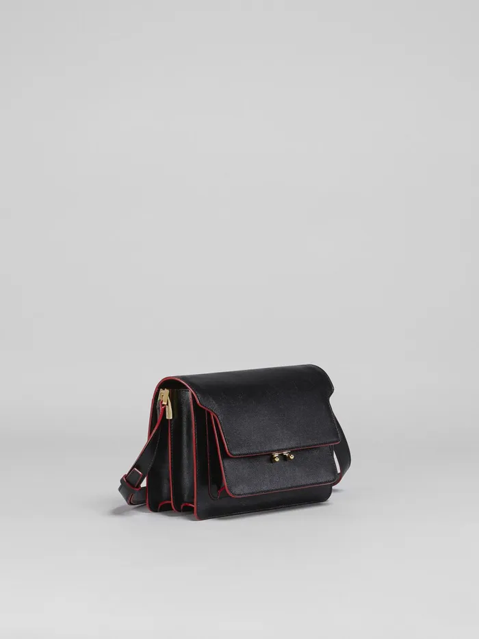 Marni Trunk Soft Medium Bag In Leather And Naif Tiger Lining Black Womens Crossbody Bags Marni Trunk Soft Medium Bag In Leather And Naif Tiger Lining Black Womens Crossbody Bags