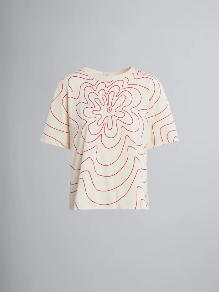 Marni Vibrating Flower Print Bio Jersey Tshirt Red Womens Sweatshirts and TShirts Marni Vibrating Flower Print Bio Jersey Tshirt Red Womens Sweatshirts and TShirts