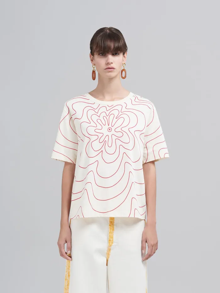 Marni Vibrating Flower Print Bio Jersey Tshirt Red Womens Sweatshirts and TShirts Marni Vibrating Flower Print Bio Jersey Tshirt Red Womens Sweatshirts and TShirts