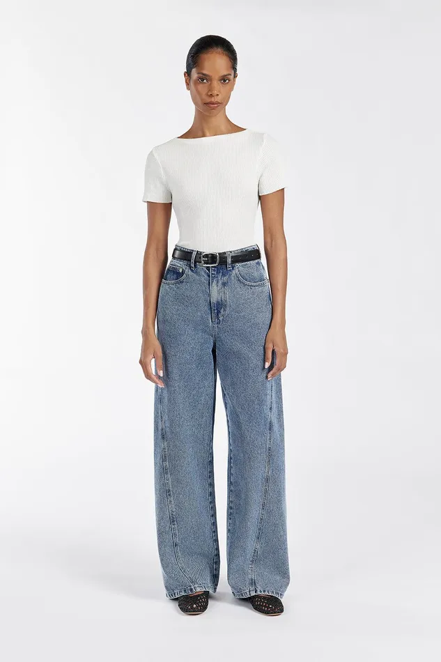 MAX OFF WHITE BOAT NECK KNIT TOP Women DISSH White Tops