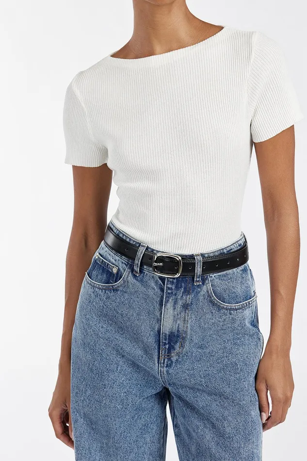 MAX OFF WHITE BOAT NECK KNIT TOP Women DISSH White Tops