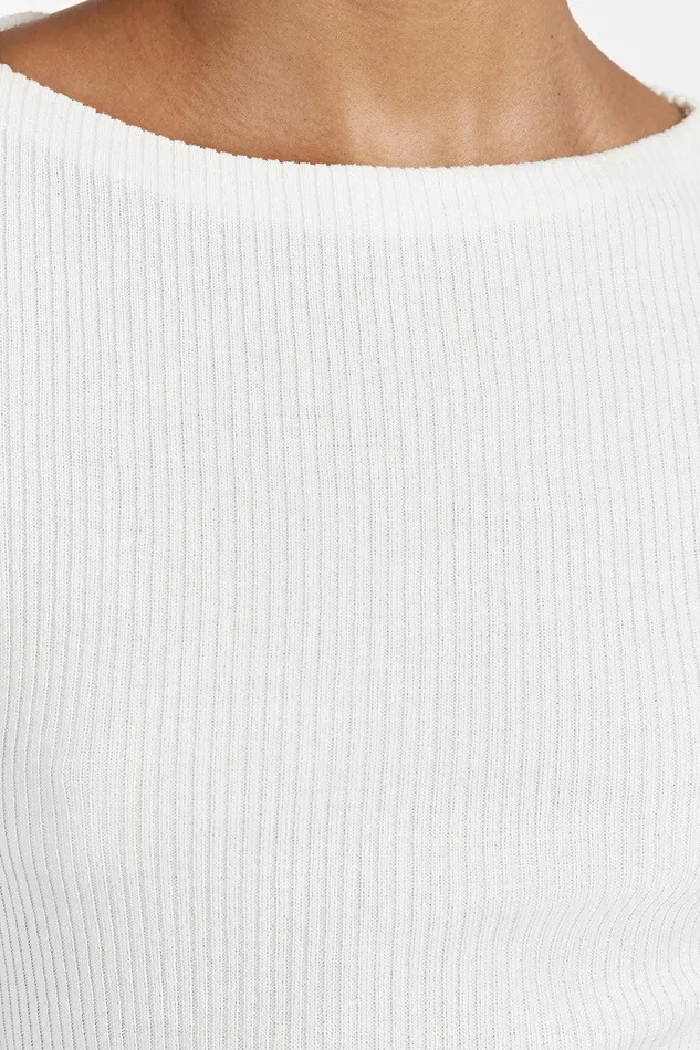 MAX OFF WHITE BOAT NECK KNIT TOP Women DISSH White Tops