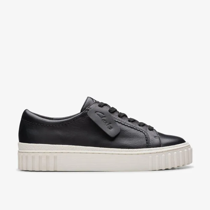 Mayhill Walk Black Leather Women Clarks Sneakers
