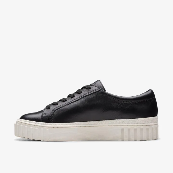 Mayhill Walk Black Leather Women Clarks Sneakers