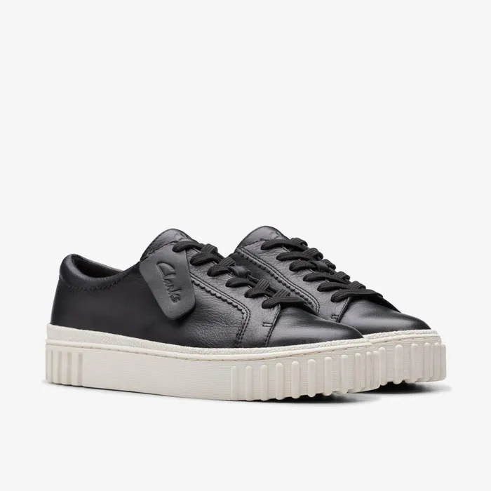 Mayhill Walk Black Leather Women Clarks Sneakers