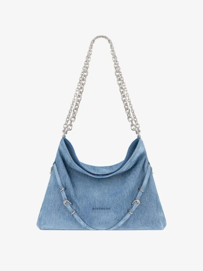 Medium Voyou Chain Bag In Washed Denim Medium Blue Women Givenchy Shoulder Bags