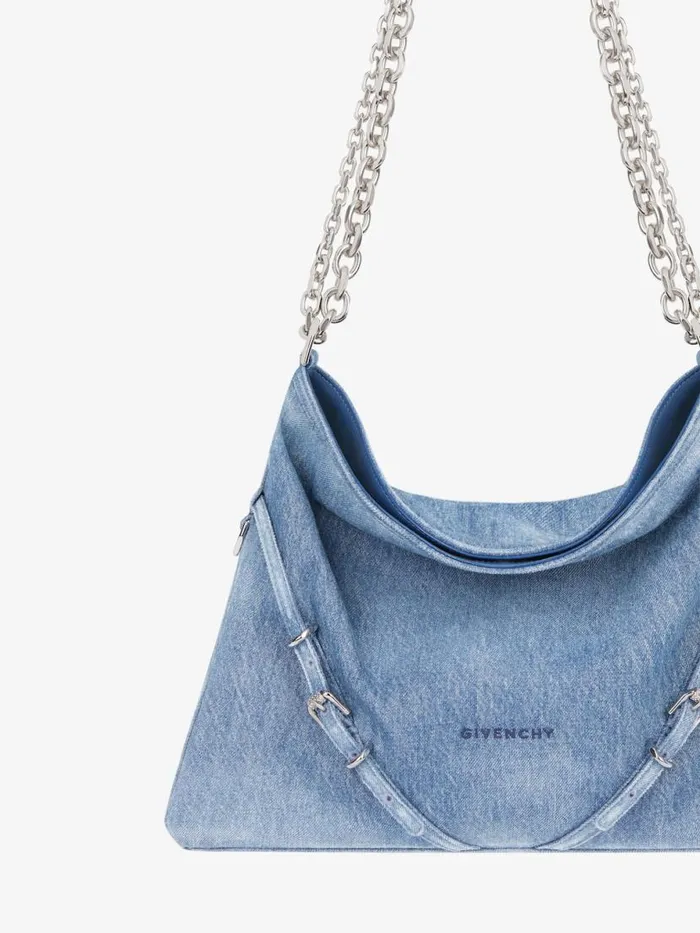 Medium Voyou Chain Bag In Washed Denim Medium Blue Women Givenchy Shoulder Bags