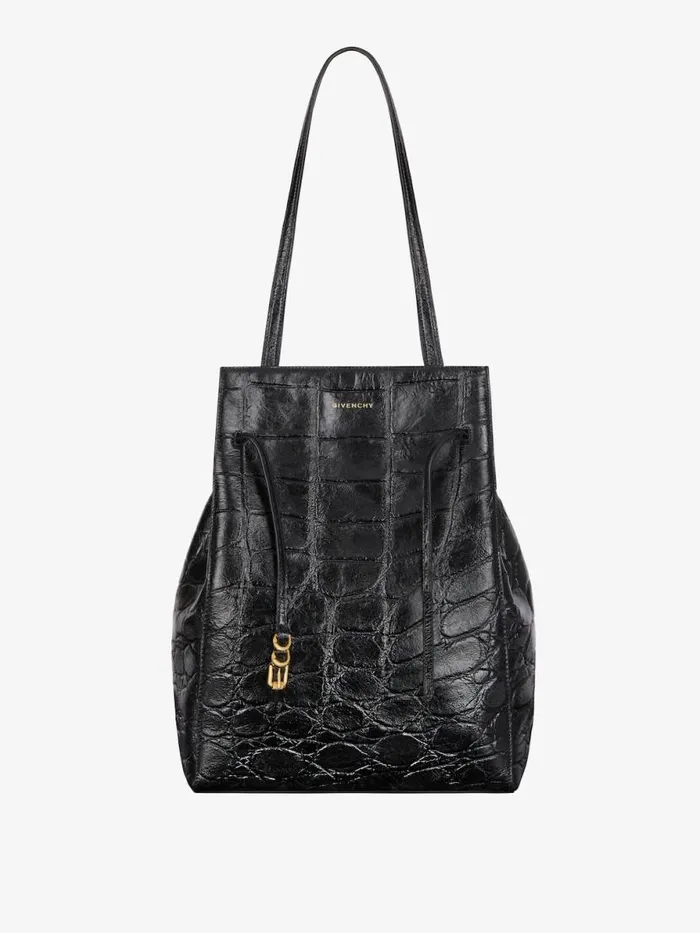 Medium Voyou Tote Bag In Crocodile Effect Leather Black Women Givenchy Tote Bags