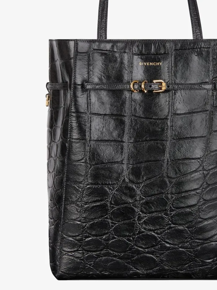 Medium Voyou Tote Bag In Crocodile Effect Leather Black Women Givenchy Tote Bags