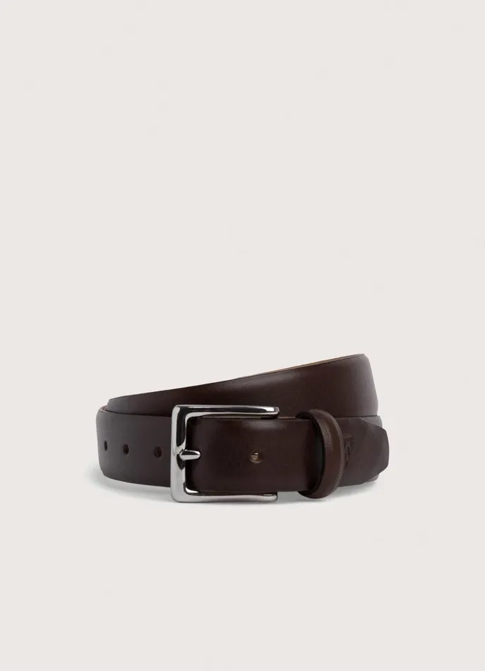 Men Belts Faonnable Leather Belt Chocolate Brown