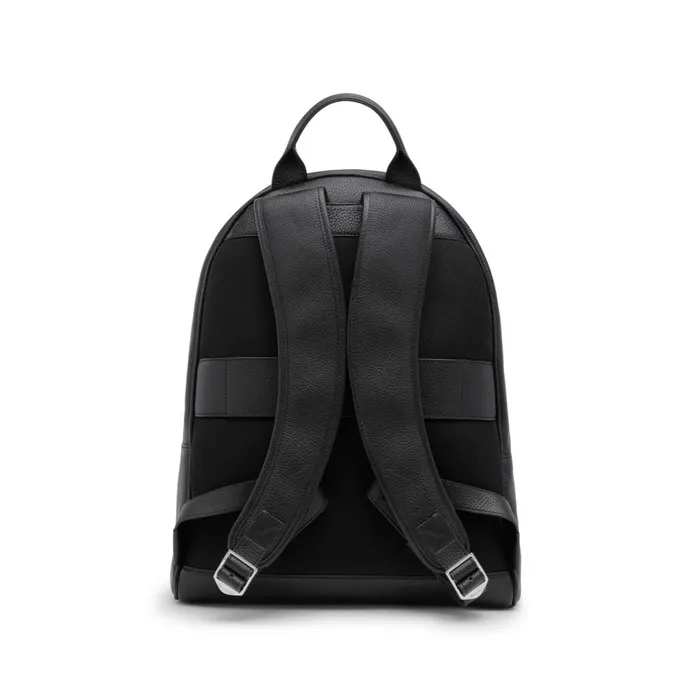 Men Black Tumbled Leather Backpack Santoni Bags and Backpacks