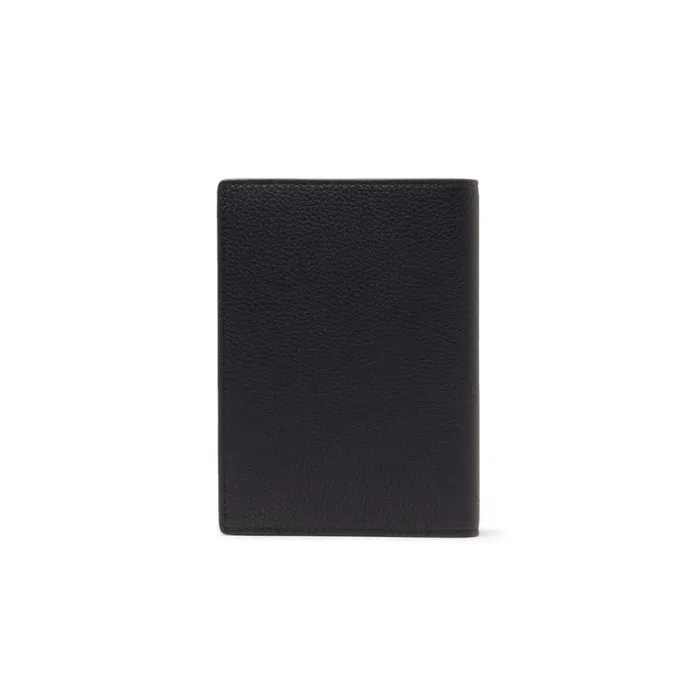 Men Black Tumbled Leather Passport Case Santoni Small Leather Goods