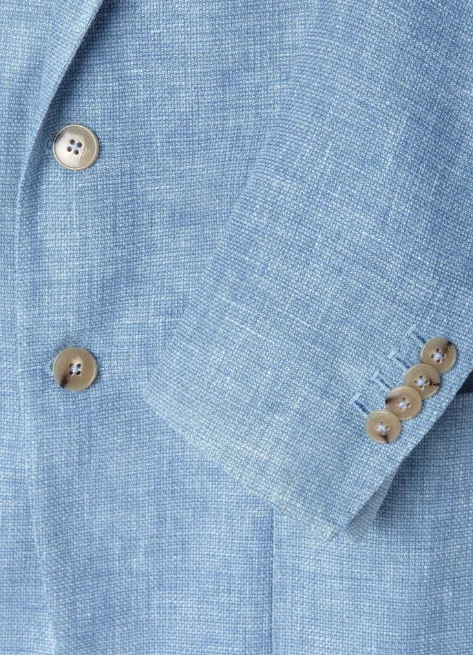 Men Blazers Faonnable Wool Linen Blazer With Patch Pockets Light Thames Blue