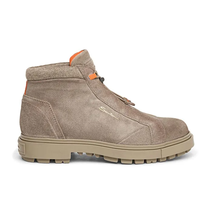 Men Brown Suede Hiking Boot Santoni Boots