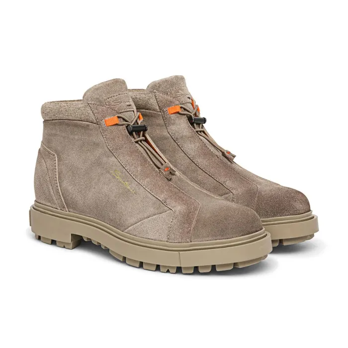 Men Brown Suede Hiking Boot Santoni Boots