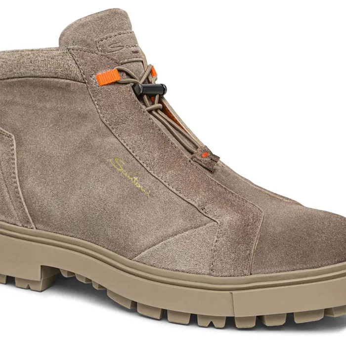 Men Brown Suede Hiking Boot Santoni Boots