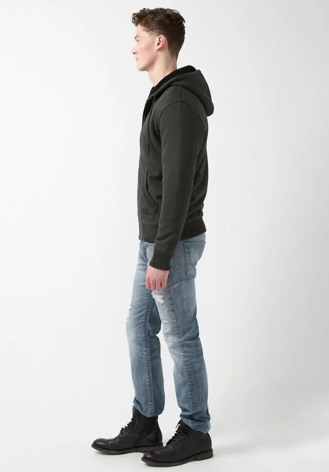 Men Fasox Charcoal Mens Sweatshirt Charcoal Buffalo David Bitton Sweatshirts and Hoodies