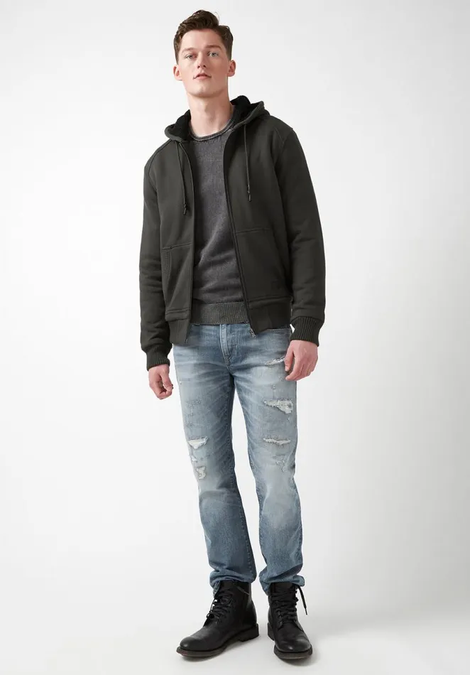 Men Fasox Charcoal Mens Sweatshirt Charcoal Buffalo David Bitton Sweatshirts and Hoodies