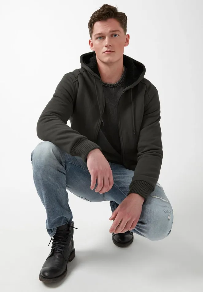 Men Fasox Charcoal Mens Sweatshirt Charcoal Buffalo David Bitton Sweatshirts and Hoodies
