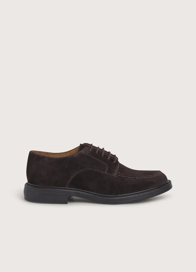 Men Formal Shoes Faonnable Suede Derby Shoes Chocolate Brown