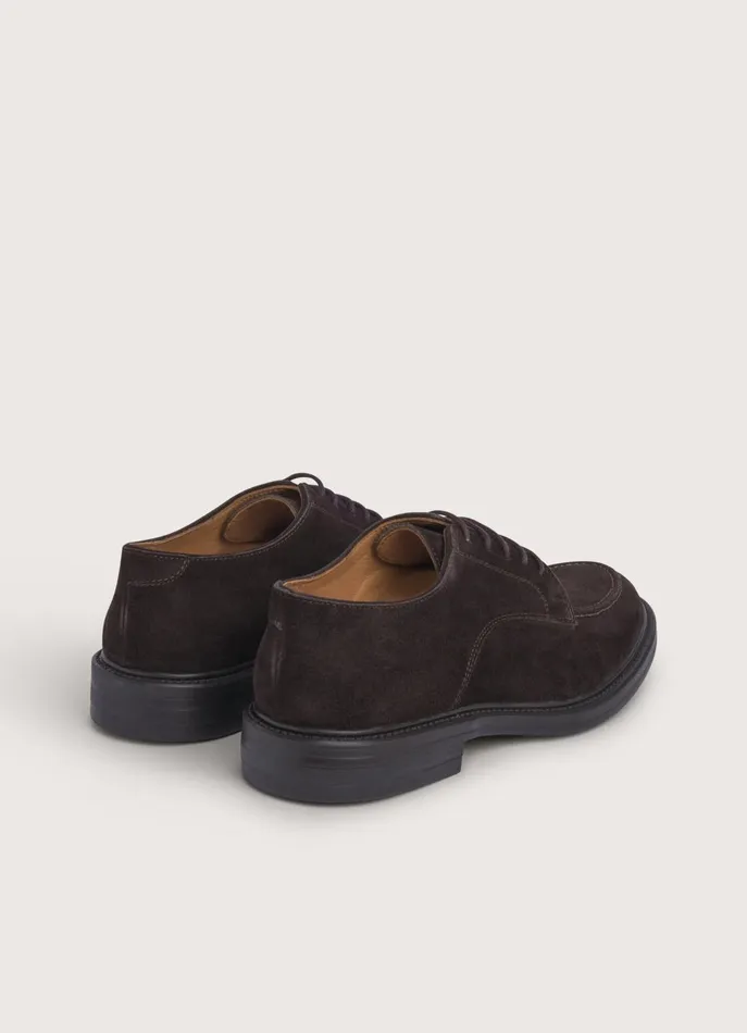 Men Formal Shoes Faonnable Suede Derby Shoes Chocolate Brown