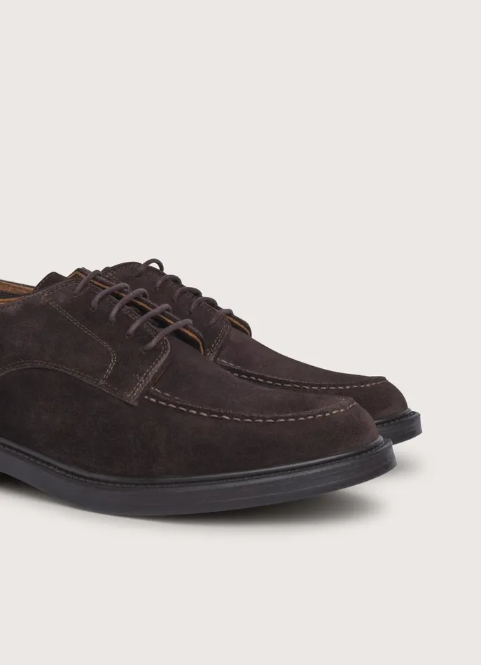 Men Formal Shoes Faonnable Suede Derby Shoes Chocolate Brown
