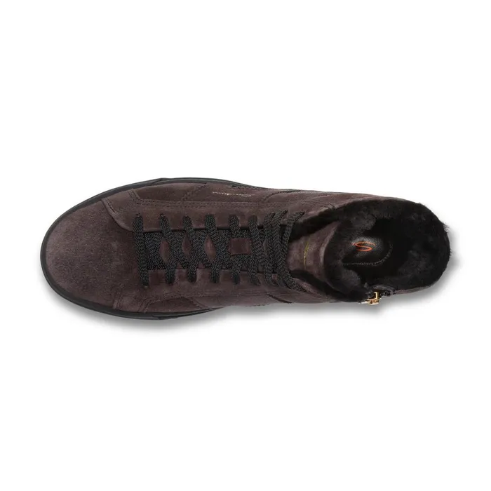 Men Grey Suede High Top Double Buckle Sneaker With Fur Santoni Sneakers