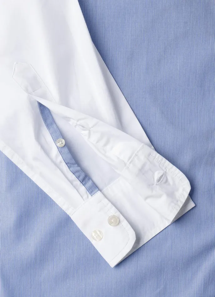 Men Iconic Shirts Faonnable Regular Fit Colour Block Poplin Shirt Blue
