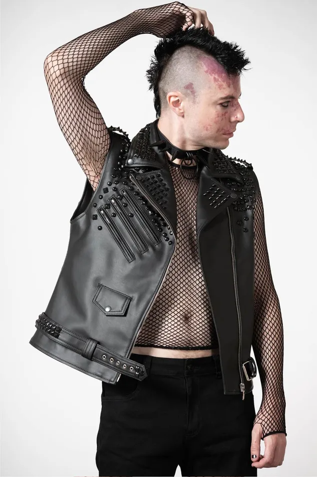 Men Jackets and Coats Killstar Doom Leather Vest FAUX LEATHER