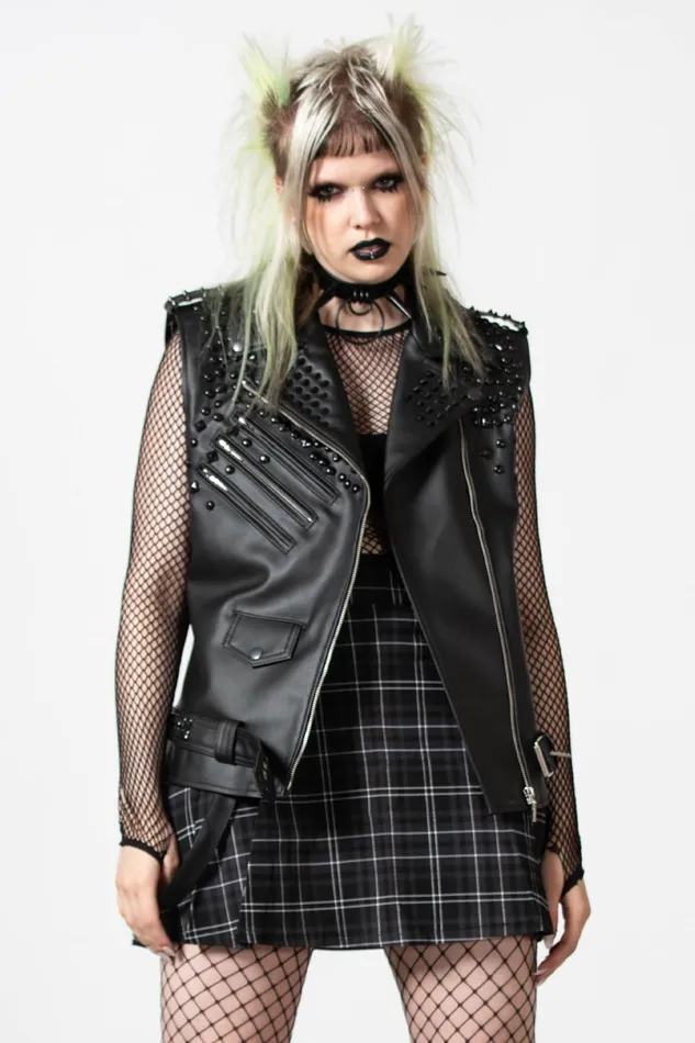 Men Jackets and Coats Killstar Doom Leather Vest FAUX LEATHER