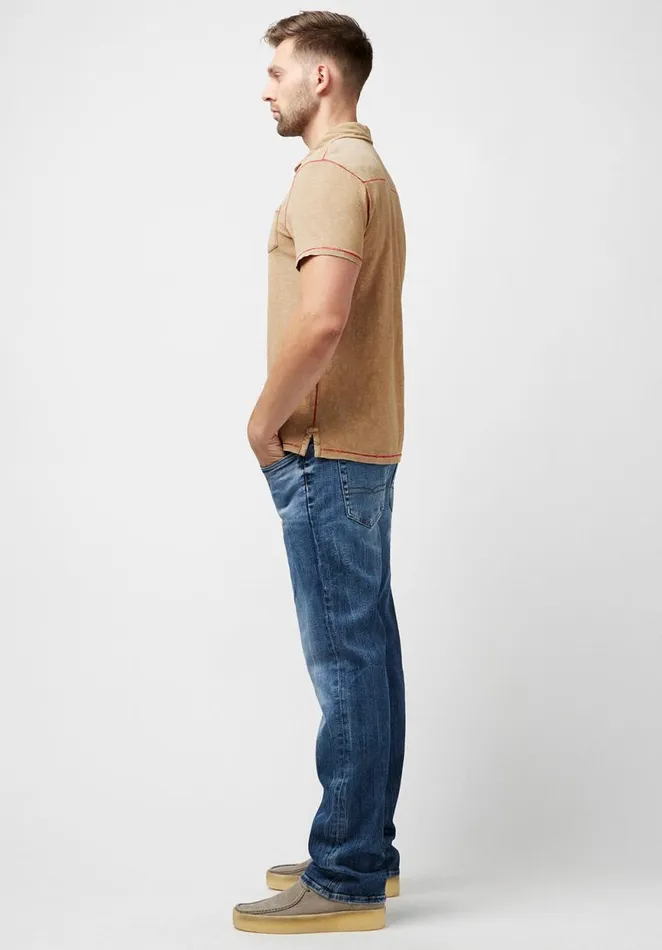 Men Kacinos Optic Wash Navy Polo Whale Buffalo David Bitton Tops and Tees