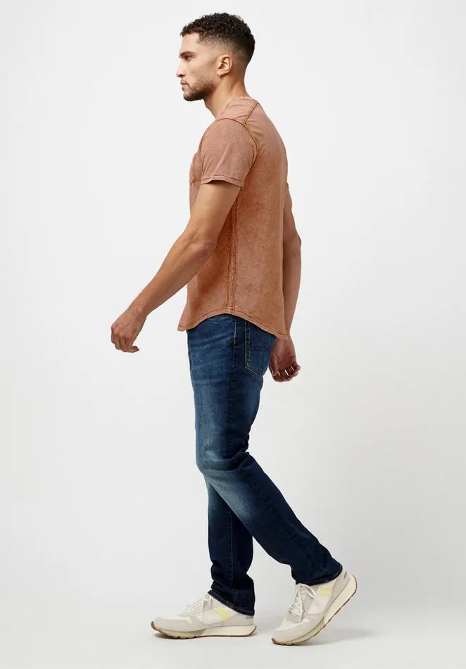 Men Kamiz Acid Wash Pocket TShirt Black Buffalo David Bitton Tops and Tees
