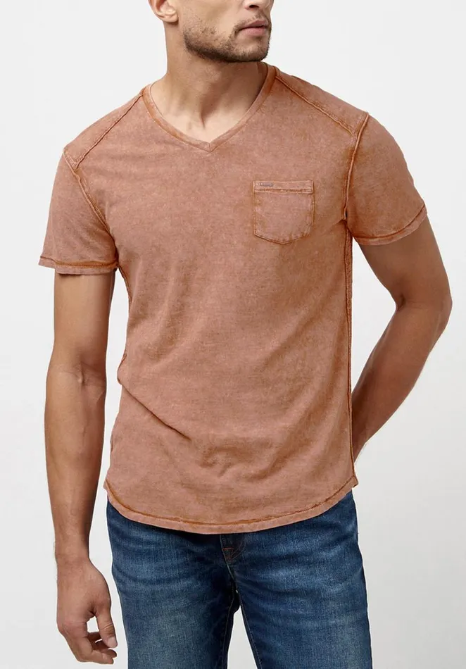 Men Kamiz Acid Wash Pocket TShirt Milk Buffalo David Bitton Tops and Tees