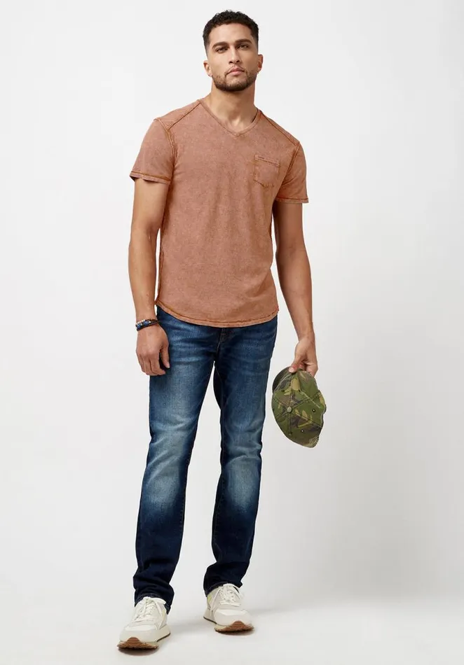 Men Kamiz Acid Wash Pocket TShirt Milk Buffalo David Bitton Tops and Tees