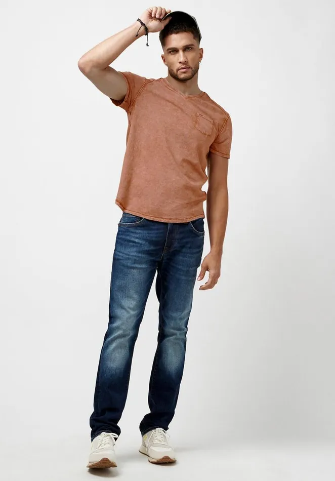 Men Kamiz Acid Wash Pocket TShirt Milk Buffalo David Bitton Tops and Tees