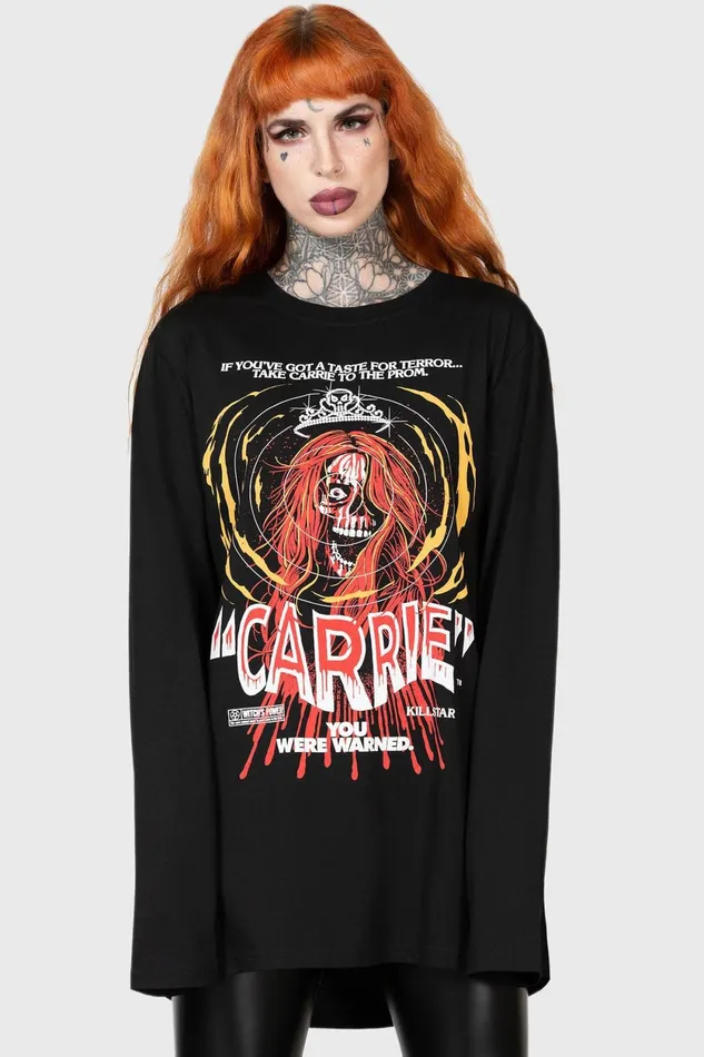 Men Long Sleeves Killstar Warned Long Sleeve Top