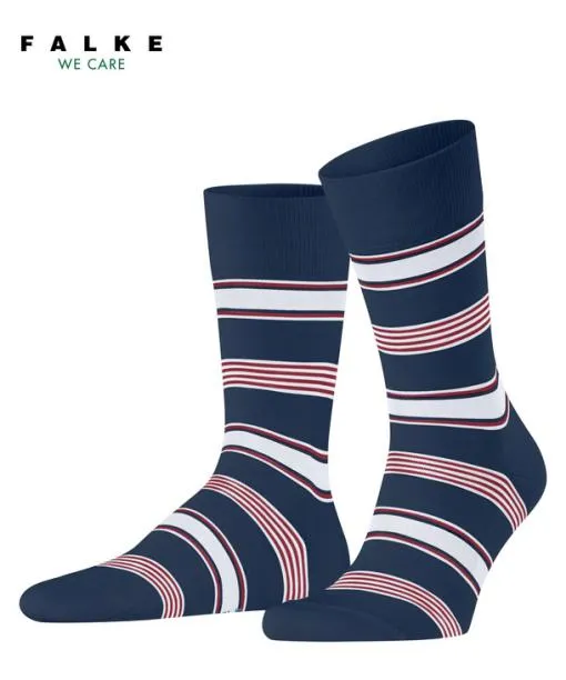 Men Marina Stripe Men Socks Royal Blue FALKE Socks