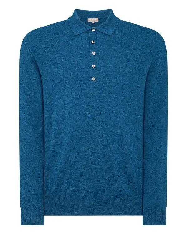 Men Men039s Button Cashmere Polo ShirtIn Lagoon Blue Lagoon Blue NPeal Polos and Tshirts