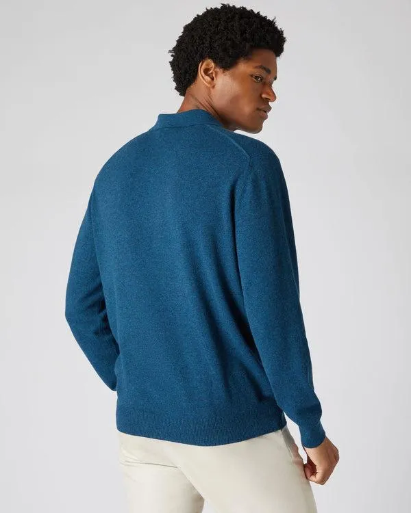 Men Men039s Button Cashmere Polo ShirtIn Lagoon Blue Lagoon Blue NPeal Polos and Tshirts