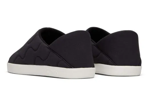 Men MenEzra Black Quilted Cotton Convertible Slipper Black Quilted Cotton TOMS Slip Ons