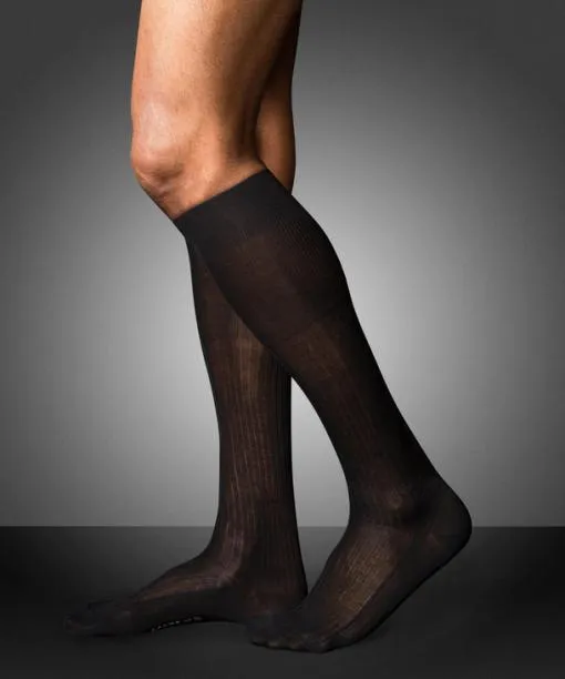 Men No 10 Pure Fil Dcosse Men Kneehigh Socks Black FALKE By Material