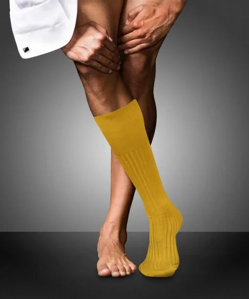 Men No 13 Finest Piuma Cotton Men Kneehigh Socks Mimosa FALKE Knee High Socks