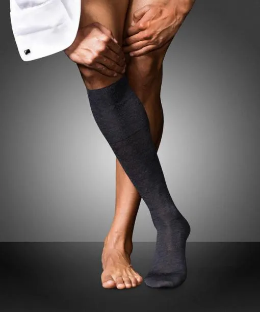 Men No 6 Finest Merino and Silk Men Kneehigh Socks Anthramel FALKE Knee High Socks